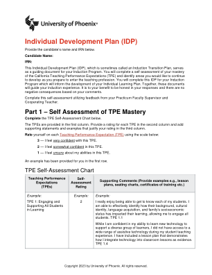 个人发展计划（IDP）